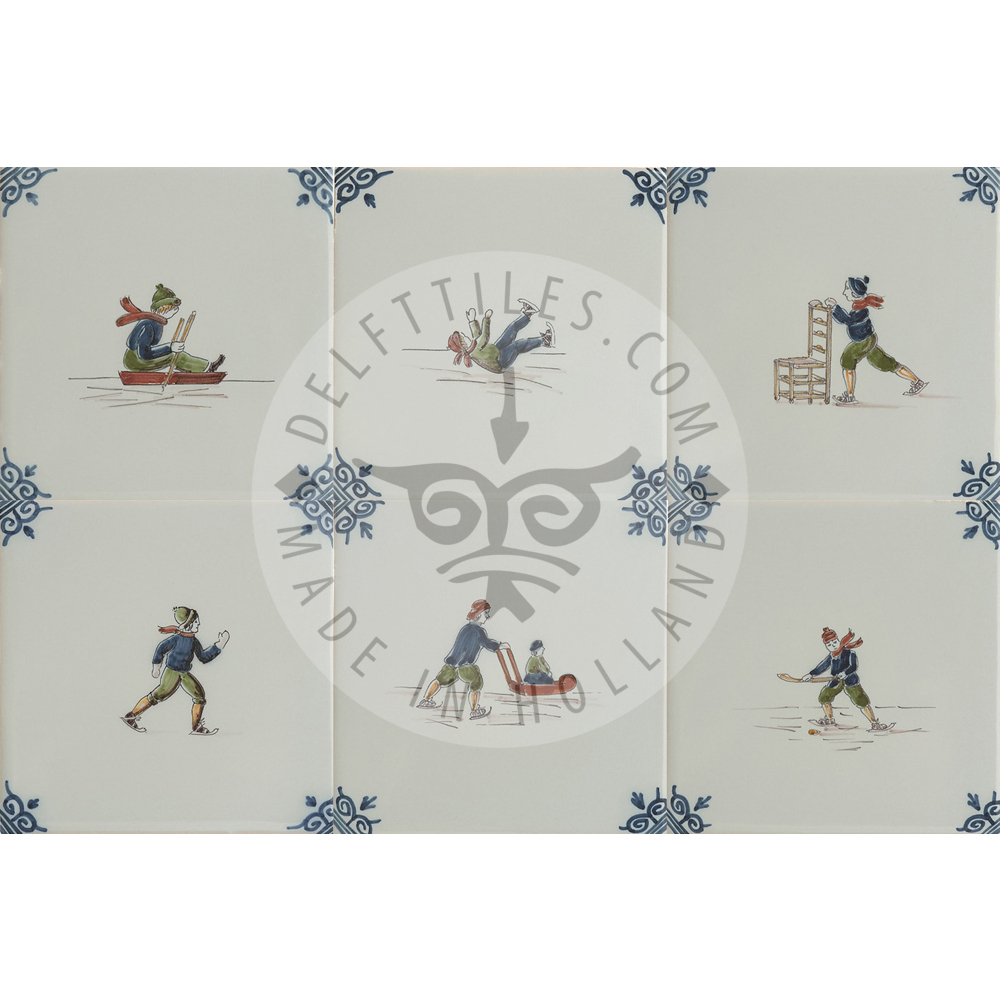 Ice skating fun colored decorated tiles (TMF10)