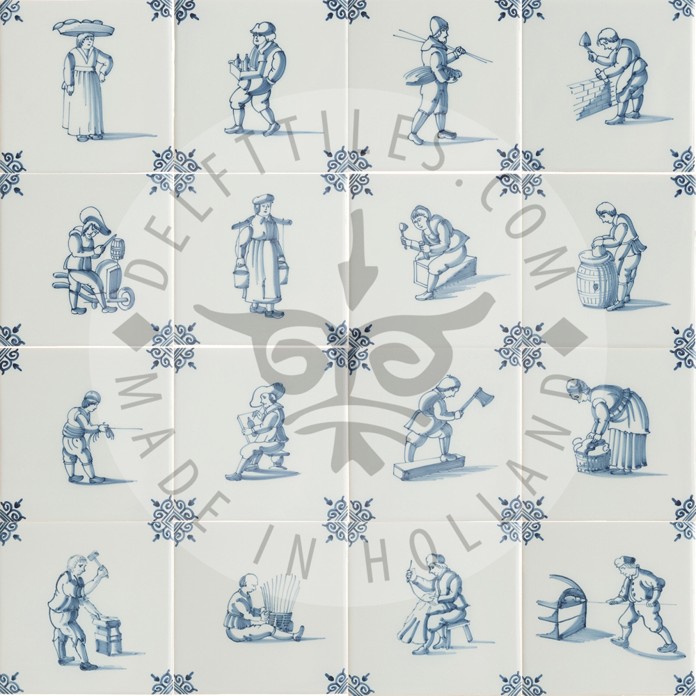 Dekorierte Fliesen in Delfter Blau (TMA1)