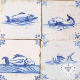 Old blue & white fish tiles #S23