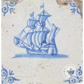 Old blue & white boat tile #S24