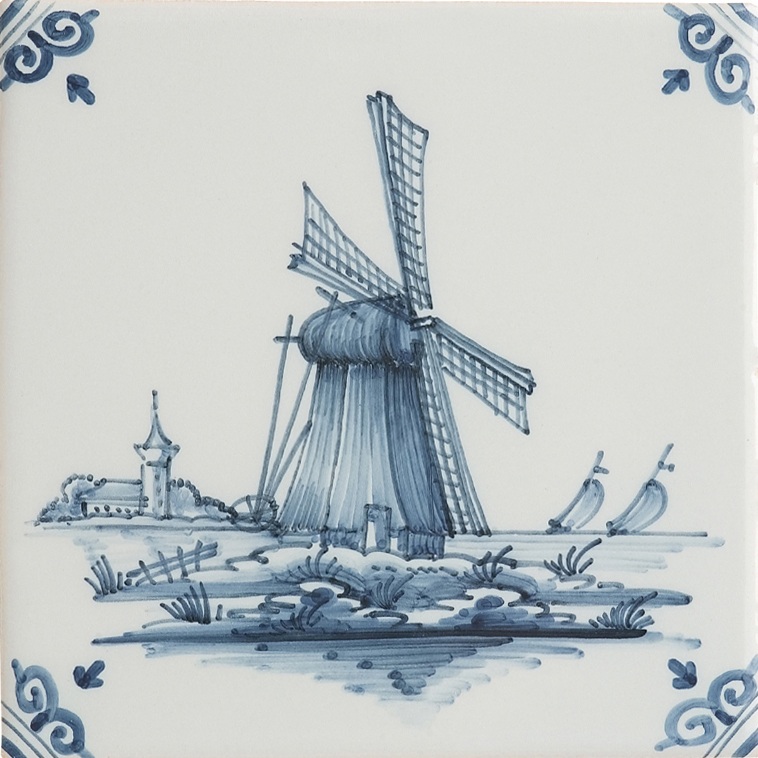 Delfter blaue holländische Windmühlenfliesen (TML7) – Bild 2
