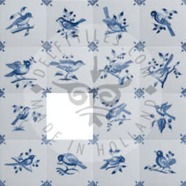 Delft blue decorated bird tiles (TMB5)