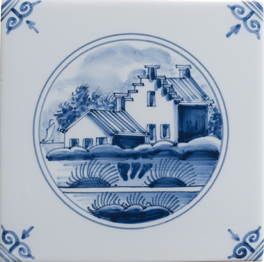 Delft blue Dutch landscape in circle tiles (TML3) - Image 2