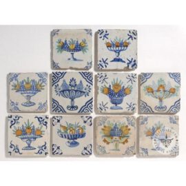 collection antique Dutch fruit bowl tiles #B26