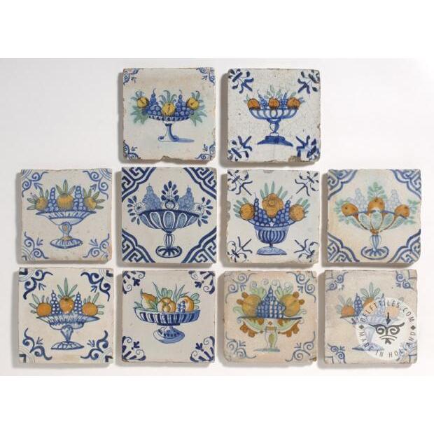 collection antique Dutch fruit bowl tiles #B26