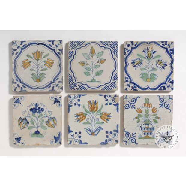 six 17th century antique Dutch tiles #B20