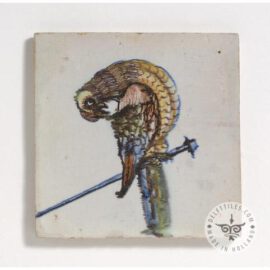 Antique old animal tiles polychrome bird  #D2