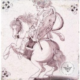 Antique horse rider tile sepia  #D5