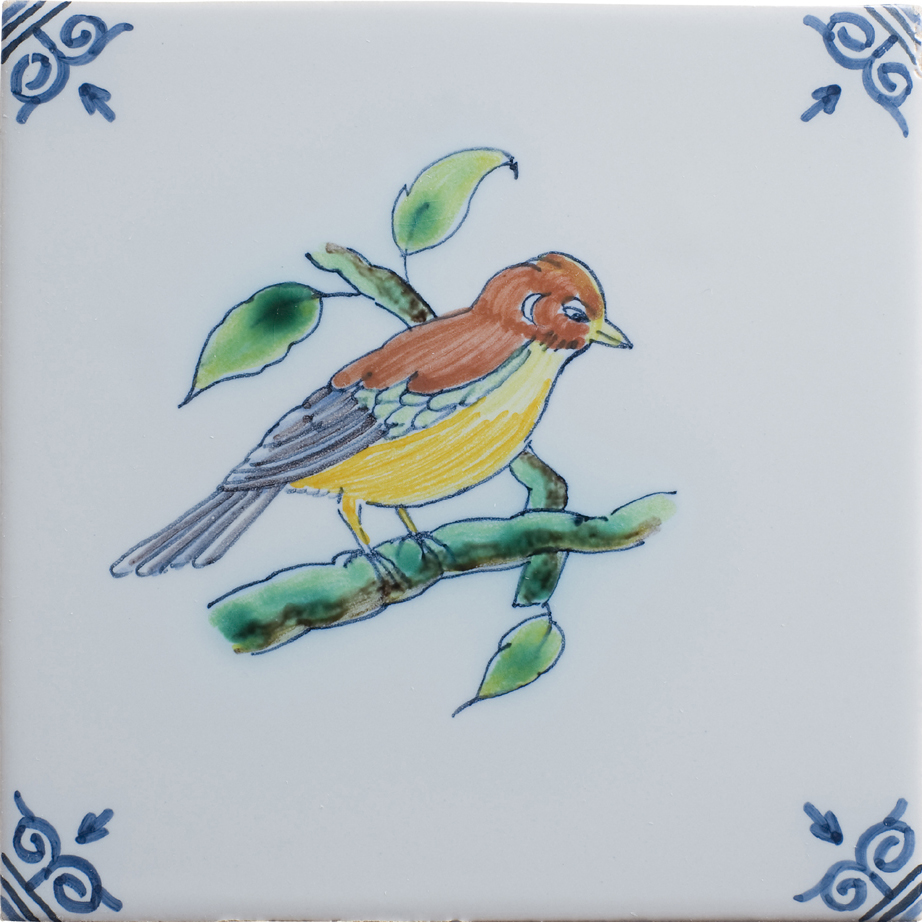 Delft blue bird tiles in color (TMB6) - Image 2