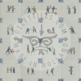 Polychrome two children decorated tiles (TMF4)