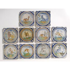 17th century polychrome Delft tiles  #D27