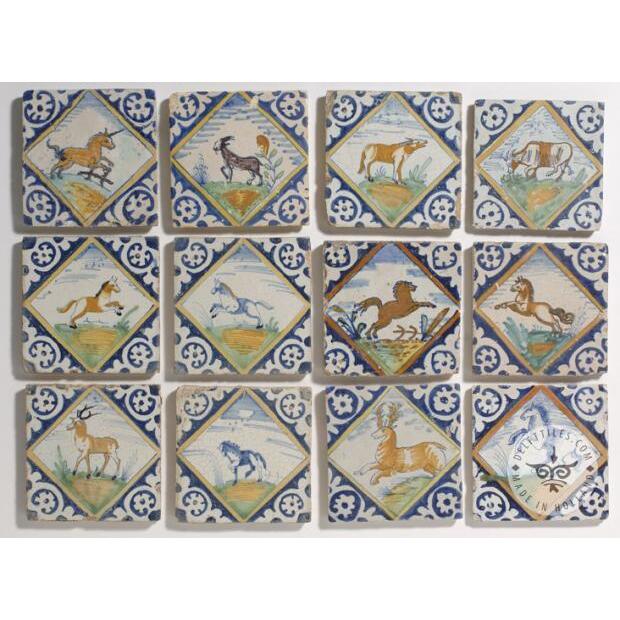 polychrome diomond Delft tiles #D15