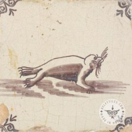 Old sepia seal Dutch tile #S27