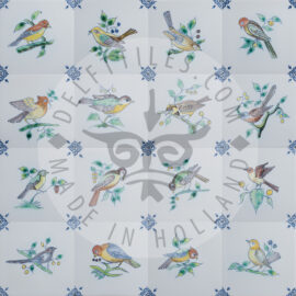 Delft blue bird tiles in color (TMB6)