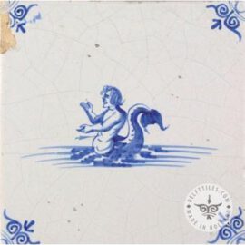 Merman Dutch Delft blue tile #S30