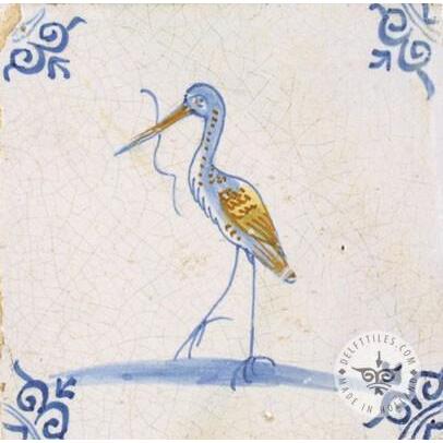 Stork on tile Delft tiles #D29