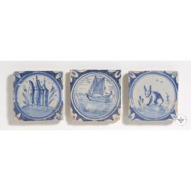 3 antique decorated tiles #L14