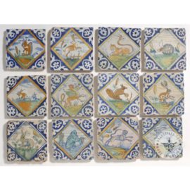 17th century various animals tiles  #PC40
