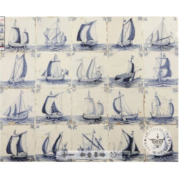 Beautiful Dutch Delft blue ship tile #S33