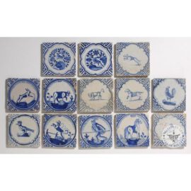 Various blue 17th century Delft blue tiles  #D32