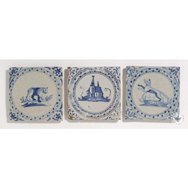 3 antique Delft blue tiles #D30