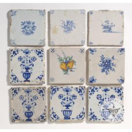 nine various antique tiles #B22