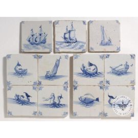Various mythological boat fish tiles #S35