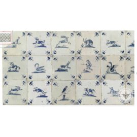 Various blue 17th century Delft blue tiles  #D33