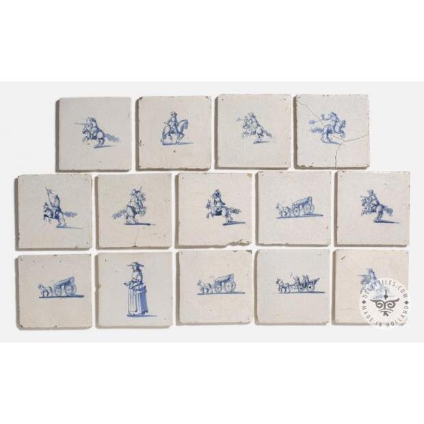 Antique horse rider tiles Dutch #D6