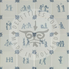 Delft Blue two children decorated tiles (TMF3)