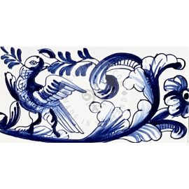 Border Tile 13 – bird / flowers design on 4 tiles