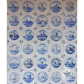 18th century Antique Delft Blue Landscape Tiles
