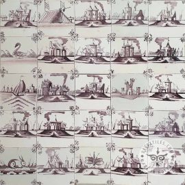 18th century Antique Sepia Manganese Landscape tiles