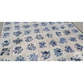 18th century Antique Delft Blue Big Flower Tiles