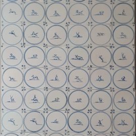 60 tiles – 18th Century Animal Delft Blue tiles