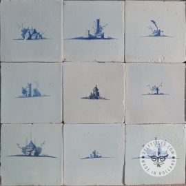 Small Delft Blue Landscape Tiles 17th and 18th century