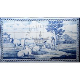 Landscape tile Mural with border 11×6 tiles (L66a)