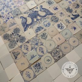 Mix Patchwork of Delft Blue Antique Tiles 19th 18th 19th Century