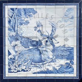 Red Deer tile panel blue 7×7 tiles (HW49a + B02/B30)