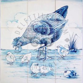 Chicken Chicks tile panel 3×3 tiles (HD9b)