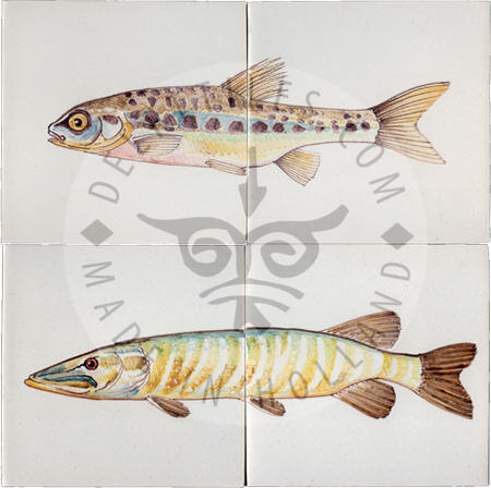 Minnow / Pike Fish Panels Multi Color 2 Tiles (HV2d_mc / HV2f_mc)