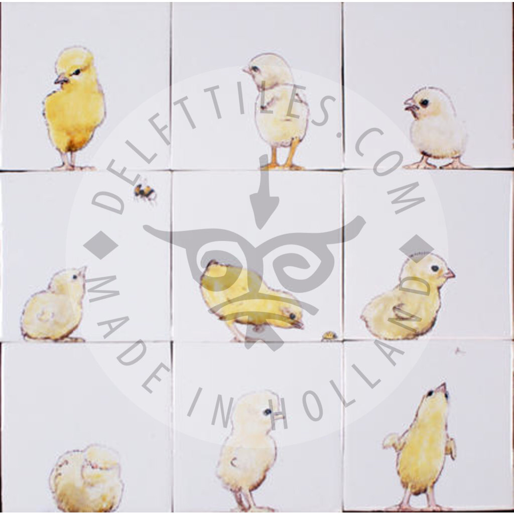 Hühnerküken auf Fliesen, mehrfarbig (HDK_mc)